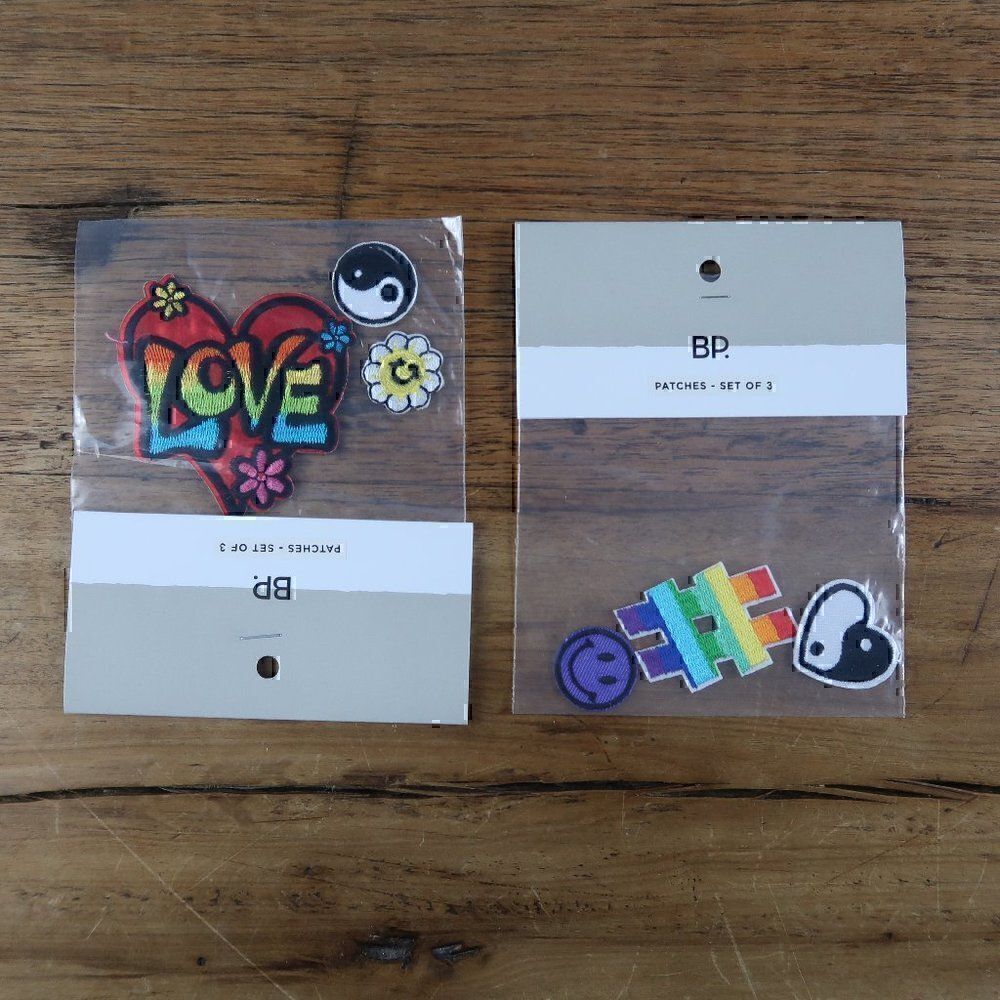 IRON ON PATCHES BUNDLE LOVE YING YANG RAINBOW HASHTAG SMILEY FACE HEART 6 TOTAL